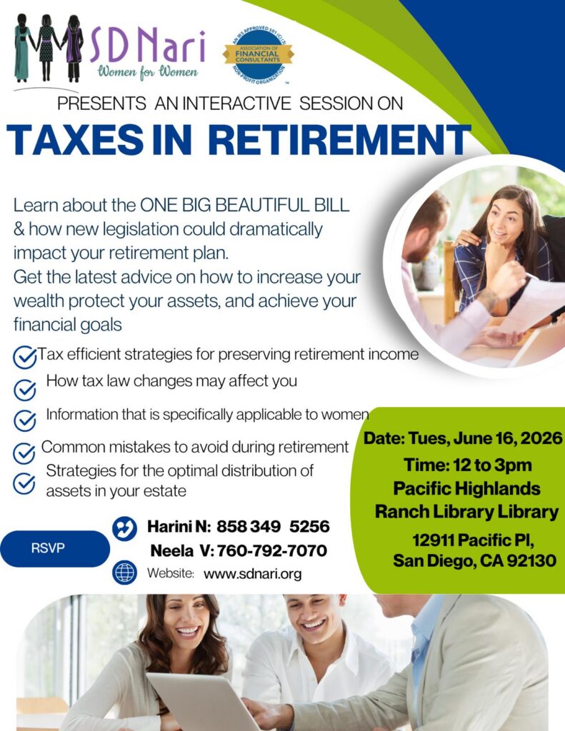 SD Nari – Taxes in Retirement – Interactive Session – June 16, 2026